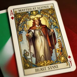 matteo salvini, wearing a suit, tarot card, deep focus, d & d, fantasy, intricate, elegant, highly detailed, digital painting, artstation, concept art, matte, sharp focus, italian flag, illustration, hearthstone, art by artgerm and greg rutkowski and alphonse mucha