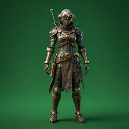 a detailed steam punk golden globe on a solid green background, asset for dishonored, rendered in keyshot, unreal engine 5