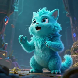 zoom of inspiring cyan spirit pet speaking inspiring speach, fantasy, style artstation, style greg rutkowsk, octane render, unreal engine 6, epic game graphics, fantasy, ciberpunk, conceptual art, ray tracing