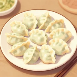 dumplings on a plate, digital art, illustrations