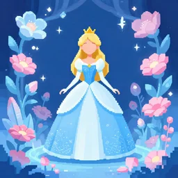 princess in the ice flower garden. heavily stylized pixel art by award - winning pixel artist, ( ( ( watercolor ) ) ), cinematic lighting, 6 4 bit, minimalism.