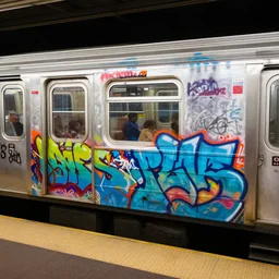 1 9 8 0 s nyc subway car colorful end to end burner, graffiti, street art, wild style