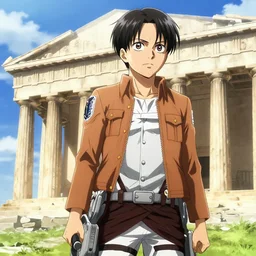 the parthenon in the style of attack on titan, anime key visual
