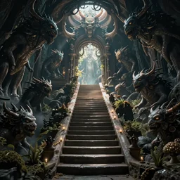 stairs into a portal full of lovcraftian creatures