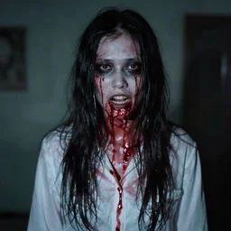 1990's footage of a creepy person, found footage, horror, bloody, haunted