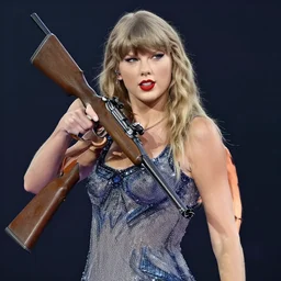 Taylor Swift carrying a rifle