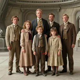 sharp, highly detailed, 9216k film, 175000mm film still from a sci fi blockbuster color movie made in 2019, set in 1860, of a family standing in a park, next to some strange alien plants and flowers, on an alien planet, the family are all wearing 1860s era clothes, enhanced faces, atmospheric lighting, 350mm f/1.4L lens