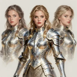 three quarters portrait of a beautiful female Dorothy gale, armor, super powers, fantasy, intricate, elegant, highly detailed, digital painting, artstation, concept art, shining, sharp focus, illustration, art by stanley lau