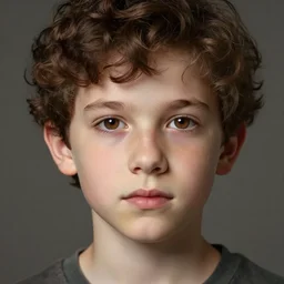 a detailed portrait of a ten year old boy, he has short curly brown hair, brown eyes and white skin, fantasy art illustration, incredibly highly detailed and realistic, 8 k, sharp focus