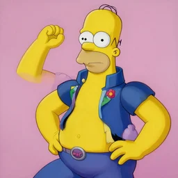 Homer Simpson in Jojo\'s Bizarre Adventure, beautiful painting by Hirohiko Araki. Trending on artstation.
