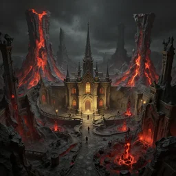 victorian dungeon, grime, volcanic arcs, by peter mohrbacher dan mumford craig mullins nekro, cgsociety, pixiv, volumetric light, 3 d render