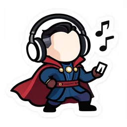 a Avengers-Doctor-Strange, svg sticker, vector art, wearing headphones, jamming to music