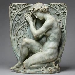 art nouveau love comes in a dream sculpture