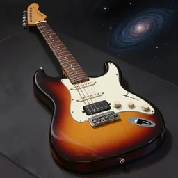 fender guitar lost in the space, detailed, 8 k, trending on artstation, smooth, sharp focus artwork by mark arian, artgerm, mark keathley, greg rutkowski