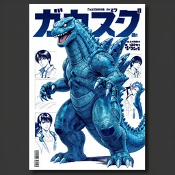 professionally drawn seinen mature cyberpunk kaiju horror action manga comic cover, full color, beautifully drawn coherent professional, drawn by ilya kuvshinov!, satoshi kon, kentaro miura, dave mckean, tsutomu nihei. japanese script kanji hiragana on the cover. minimalist stylized cover art. colorful blue cel shaded