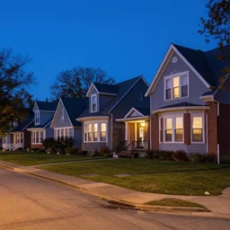 an american neighborhood at night