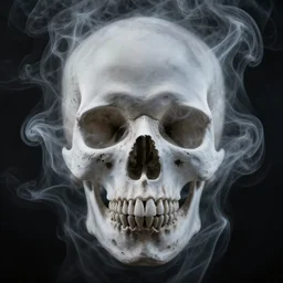 a skull made of wispy white and gray smoke, ethereal, abstract