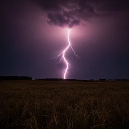 field, night, (((red lightning)))