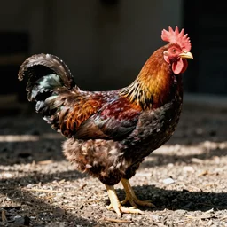 Japanese bantam chicken. Film grain