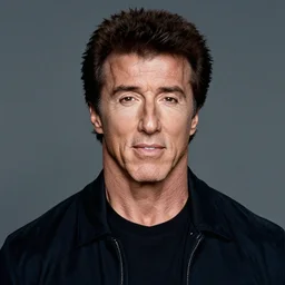 color portrait of sylvester stallone .preserved identity ! preserved likeness !