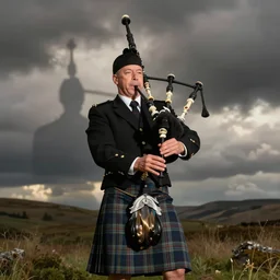 beautiful count orlok in a kilt playing bagpipes