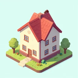a beautiful illustration of an isometric stylized house, by rutkowski, featured on artstation