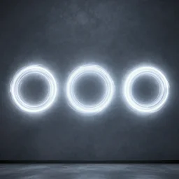 front - view, centralized, wall with three glowing energy circles. detailed. smooth. sharp focus. trending on arstation. artist greg rutkowski.