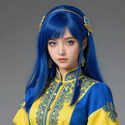 a portrait of anime ukrainian blue and yellow girl, concept art, trending on artstation, highly detailed, intricate, sharp focus, digital art, 8 k