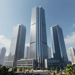 an epic 3 d render of a massive cyberpunk corporation hq building, by famous 3 d modeller, trending on artstation