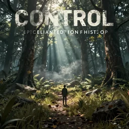 Epic, cinematic, volumetric light, in game play footage of CONTROL