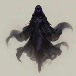 a dark hooded figure, glowing purple eyes, floating beautifully, fantasy, dramatic, intricate, elegant, highly detailed, digital painting, artstation, concept art, smooth, sharp focus, illustration, art by Gustave Dore, octane render