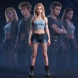 full body young felicia day portrait, space background, art by artgerm, wlop, loish, ilya kuvshinov, 8 k realistic, hyperdetailed, beautiful lighting, detailed background, depth of field, symmetrical face, frostbite 3 engine, cryengine,