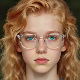 2 4 - year - old man, masculine face, strawberry blond hair, turquoise eyes, transparent glasses, hyper realistic face, beautiful eyes, highly detailed, digital painting, smooth, sharp, beautiful face, expressive eyes, long fluffy curly strawberry blond hair, art by greg rutkowski and alex gray