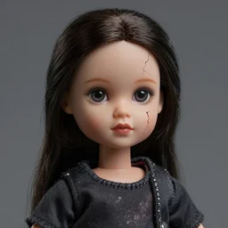 a wonderful and realistic portrait of a female doll with a cracked face, dark fantasy, unreal engine 5, trending on artstation
