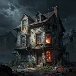 a beautiful detailed rendering of home exterior city urbex by jean - baptiste - camille corot, neon noir sea apocalyptic sunlight dieselpunk, archdaily, wallpaper, highly detailed, trending on artstation.