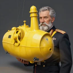 a old man in officer suit of russian empire, gray hair and beard, giant yellow dieselpunk ship on background, colored, photorealistic, high detailed, smooth, sharp focus, real life photo, face details, highfleet, 4 k