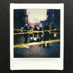 a crime scene polaroid photo of a zombie attack