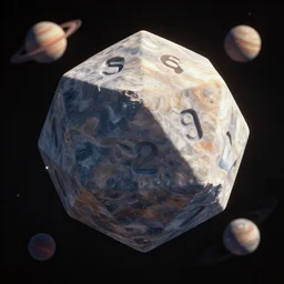 planets shaped 2 0 - sided - dice, digital art, extreme detail