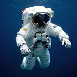 astronaut underwater, high resolution photo