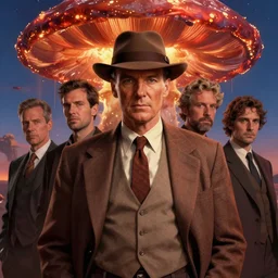 formal portrait of robert oppenheimer as jules pierre mao from the expanse. mushroom cloud in background. digital art by eugene de blaas, ross tran, and nasreddine dinet, vibrant color scheme, intricately detailed, in the style of romanticism, cinematic, artstation, greg rutkowski