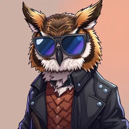an anthropomorphic owl wearing mechanical sunglasses and a leather jacket, by kawacy, trending on pixiv, anime, furry art, trending on furaffinity