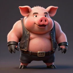 duke nukem pig, 3 d rendering, greg rutkowski, painted by stanley, artgerm, masterpiece, action game style, digital art, trending on arts