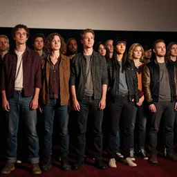 legion of likeminded individuals standing in a line to the movie