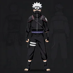 shinobi, in style manga naruto, full body, 4 k, black outline, armor details
