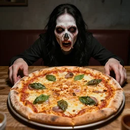 creepy photo of a pizza