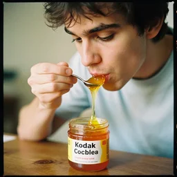 kodak portra 8 0 0, flickr photograph of an invisible guy eating glue out of a pot, glue eating guy, yummy glue pot delicious i love eating glue photo