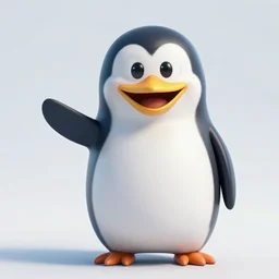 a render of a cgi penguin character from 1 9 9 3, smiling giving a thumbs up