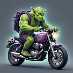 psychedelic backlit airbrush artwork of a stylized orc biker