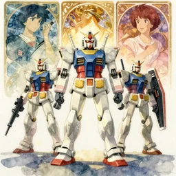 a wholesome animation key shot of gundam pilots, studio ghibli, pixar and disney animation, sharp, disney concept art watercolor illustration by mandy jurgens and alphonse mucha and alena aenami, pastel color palette, dramatic lighting