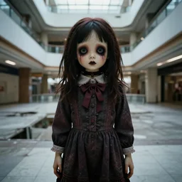 fujifilm superia photo of scary doll in abandoned mall